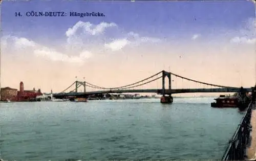 Ak Deutz Köln am Rhein, Hängebrücke