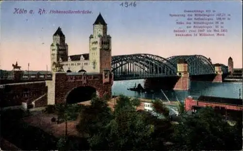 Ak Köln am Rhein, Hohenzollernbrücke