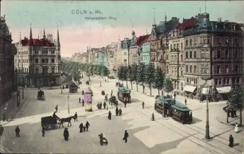 Ak Köln am Rhein, Hohenzollern-Ring, Straßenbahn