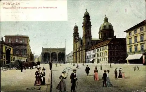 Ak München, Odeonsplatz, Theaterkirche, Feldherrnhalle