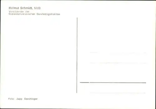 Ak Politiker Helmut Schmidt, Porträt, Autogramm