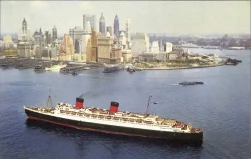 Ak RMS Queen Elizabeth, Cunard Line, New York