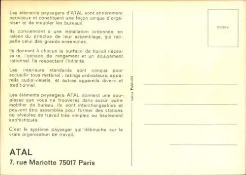 Ak Reklame, Atal, Rue Mariotte, Paris, Büroausstattung