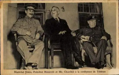 Ak Franklin D. Roosevelt, Josef Stalin, Winston Churchill, Konferenz von Teheran