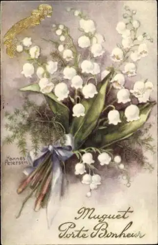 Künstler Ak Petersen, Hannes, Muguet Porte Bonheur, Maiglöckchen