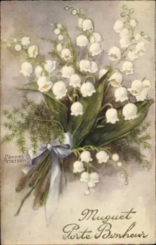 Künstler Ak Petersen, Hannes, Muguet Porte Bonheur, Maiglöckchen