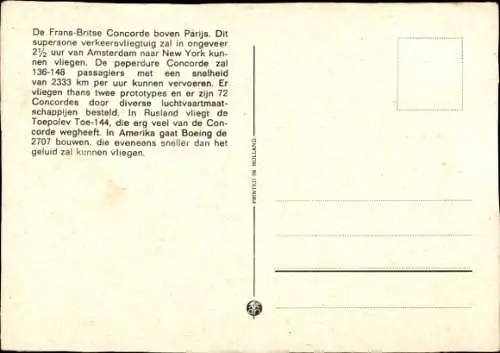 Ak Überschall-Passagierflugzeug Concorde über Paris