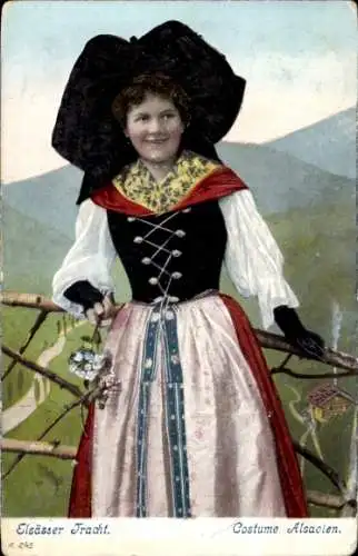 Ak Elsässer Tracht, Costume Alsacien, Frau