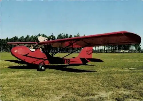 Ak Curtiss Wright Pusher Type 1931, USA, Rotes Flugzeug