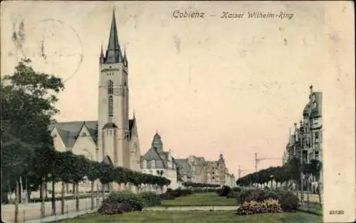 Ak Koblenz am Rhein, Kaiser Wilhelm Ring, Kirche