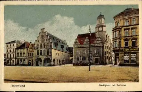 Ak Dortmund im Ruhrgebiet,  Marktplatz, Rathaus