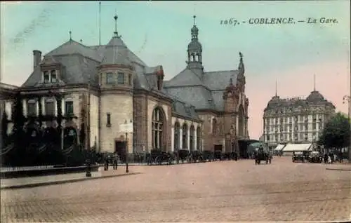 Ak Koblenz am Rhein, Teilansicht, La Gare