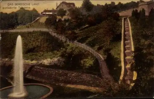 Ak Ronsdorf Wuppertal in Nordrhein Westfalen, Ronsdorfer Talsperre, Wasserfontäne, Treppe