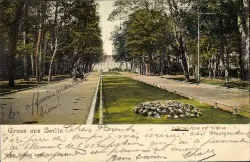 Ak Berlin Tiergarten, Schloss Bellevue, Allee