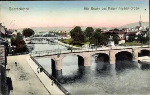 Ak Saarbrücken im Saarland, Alte Brücke, Kaiser Friedrich Brücke