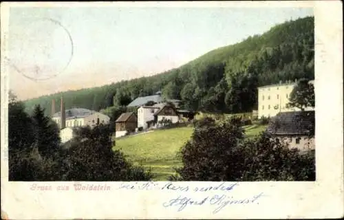 Ak Borek Walddorf Szczytna Rückers Schlesien, Glashütte Waldstein