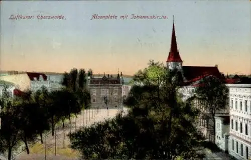 Ak Eberswalde im Kreis Barnim, Alsen-Platz, Johanniskirche