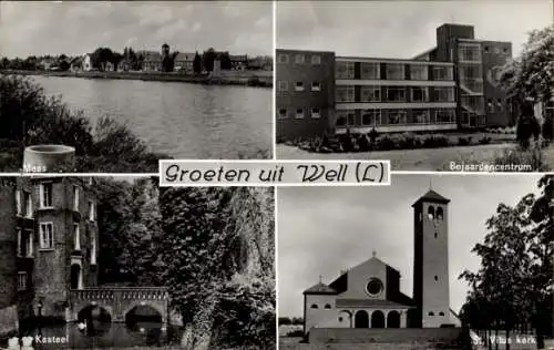 Ak Well Limburg Niederlande, Bejaardencentrum, Kasteel, Vituskerk