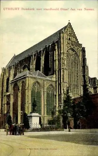 Ak Utrecht Niederlande, Domkerk met standbeeld Graaf Jan van Nassau