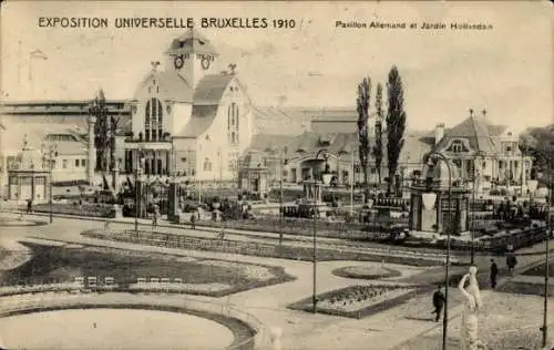 Ak Bruxelles Brüssel, Exposition Universelle 1910, Pavillon Allemand, Jardin Hollandais