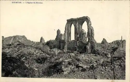 Ak Diksmuide Dixmude Westflandern, Ruinen der Sankt Nikolas Kirche