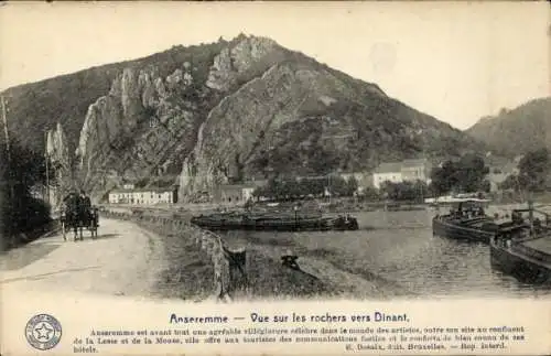 Ak Anseremme Dinant Wallonien Namur, Vue sur les rochers