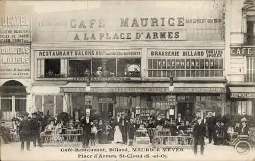 CPA Saint Cloud Hauts de Seine, Café Maurice à la Place du Armes