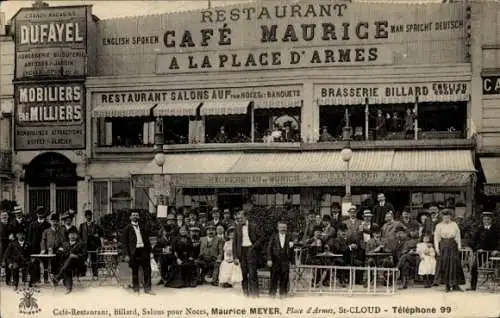 CPA Saint Cloud Hauts de Seine, Café Maurice à la Place du Armes