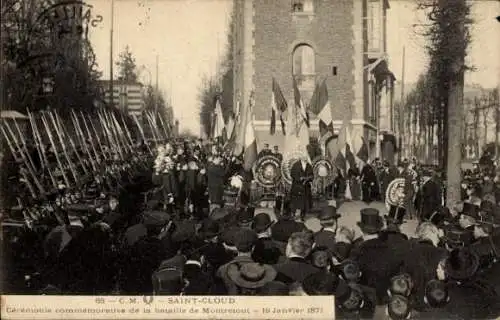 Ak Saint Cloud Hauts de Seine, Gedenkzeremonie zur Schlacht von Montretout