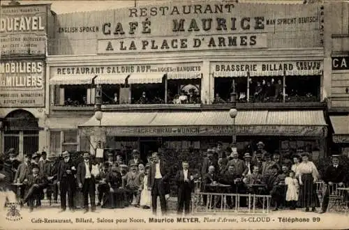 CPA Saint Cloud Hauts de Seine, Café Maurice à la Place de Armes