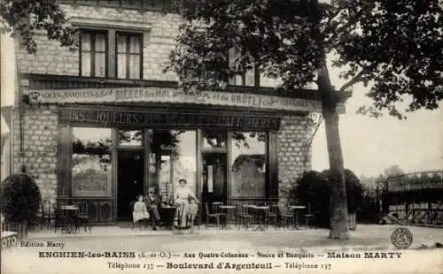 CPA Enghien les Bains Val d'Oise, Maison Marty, Vins, Boulevard du Argenteuil