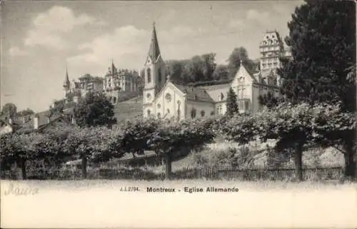 Ak Montreux Kanton Waadt Schweiz, Deutsche Kirche