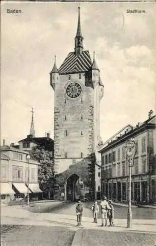 Ak Baden Kanton Aargau Schweiz, Stadtturm