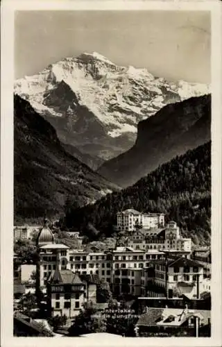 Ak Interlaken Kanton Bern Schweiz, Teilansicht, Jungfrau