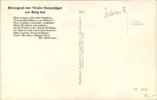 Ak Innsbruck in Tirol, Ehrengrab der Tiroler Kaiserjäger am Berg Isel