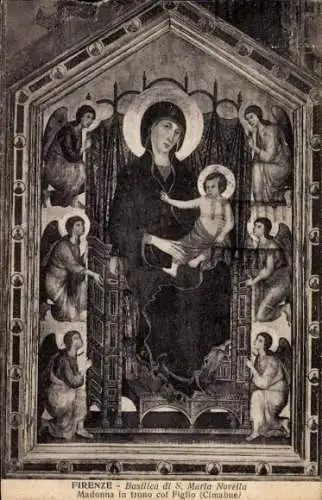 Ak Firenze Florenz Toscana, Basilica di S. Maria Novella Madonna in trono col Figlio