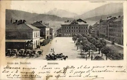 Ak Innsbruck Tirol, Bahnhofplatz