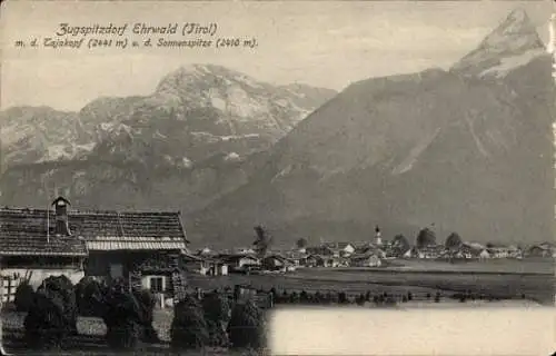 Ak Ehrwald in Tirol, Gesamtansicht, Tajakopf, Sonnenspitze