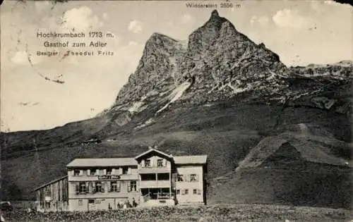 Ak Hochkrumbach Warth im Lechtal Vorarlberg, Gasthof zum Adler, Widderstein