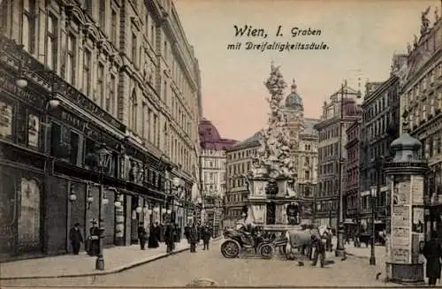 Ak Wien 1 Innere Stadt, Graben mit Dreifaltigkeitssäule