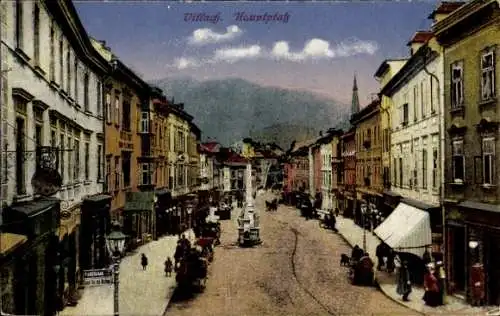 Ak Villach in Kärnten, Blick über den Hauptplatz, Geschäfte, Passanten