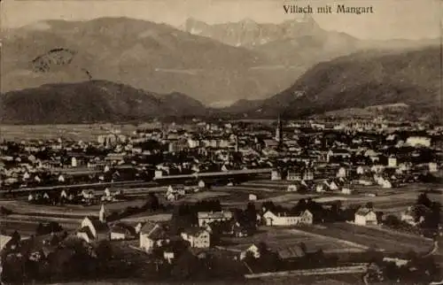 Ak Villach in Kärnten, Gesamtansicht, Mangart