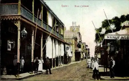 Ak Suez Ägypten, Rue Colmar