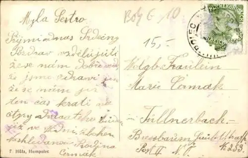 Ak Humpolec Region Hochland, Ortsansichten, Kirche, Straßenpartie