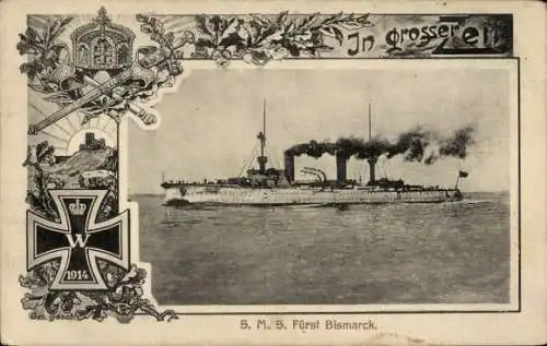 Ak Deutsches Kriegsschiff, S.M.S. Fürst Bismarck, Eisernes Kreuz