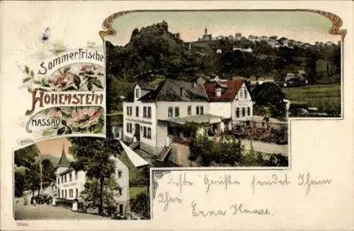 Litho Hohenstein in Nassau Untertaunus, Gasthaus Burg Hohenstein