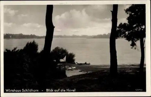 Ak Berlin Wilmersdorf Grunewald Schildhorn, Wirtshaus Schildhorn, Havelpartie