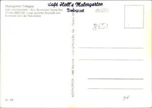 Ak Trebgast in Oberfranken Bayern, Cafe Holls Malergarten