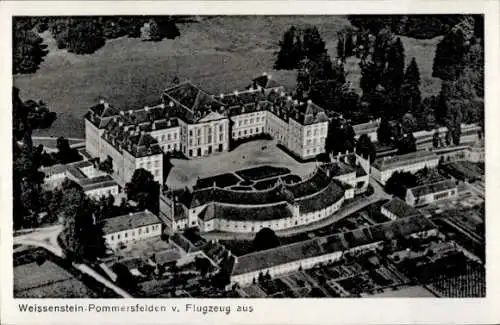 Ak Pommersfelden in Oberfranken, Weißenstein, Fliegeraufnahme