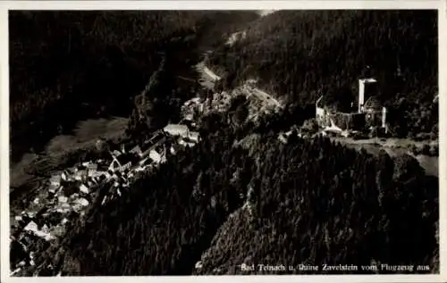 Ak Bad Teinach Zavelstein im Schwarzwald, Fliegeraufnahme, Ruine Zavelstein